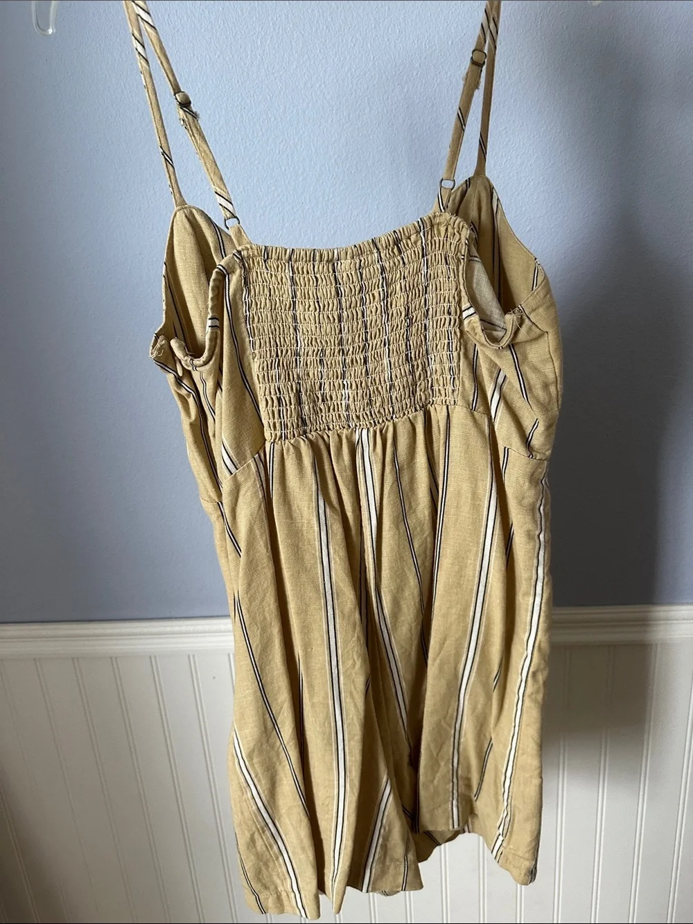 100% Cotton Striped Tan/Yellow Button-Front Women’s Skort Jumper